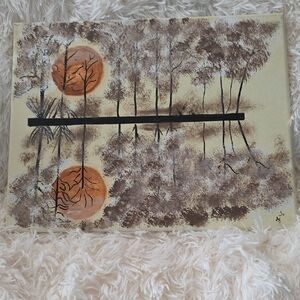 Abstract Landscape Canvas Art with Orange and Brown Tones